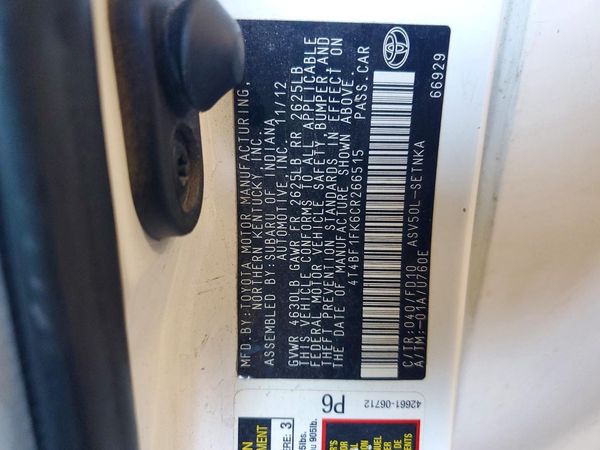 2012 TOYOTA CAMRY