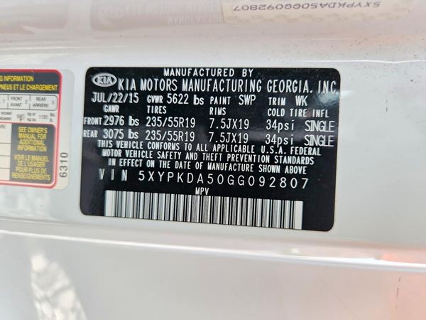 2016 KIA SORENTO SX / SX Limited