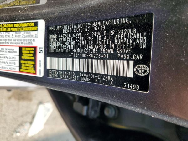 2019 TOYOTA CAMRY L/LE/SE/XLE