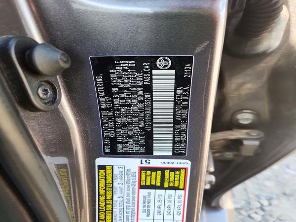 2018 TOYOTA CAMRY L/LE/SE/XLE — VINS