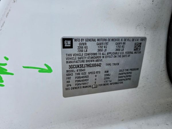 2017 CHEVROLET SILVERADO LTZ — VINS