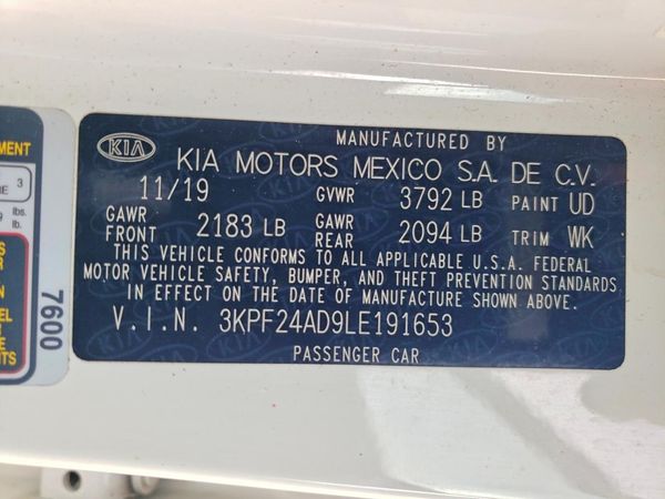 2020 KIA FORTE FE, LXS
