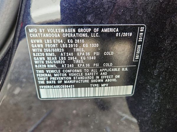2019 VOLKSWAGEN ATLAS