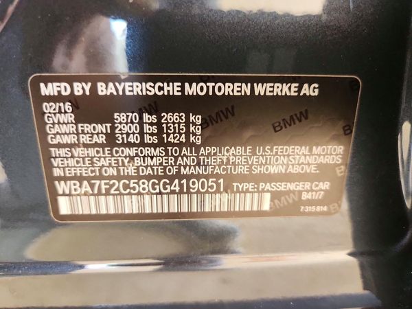 2016 BMW 750