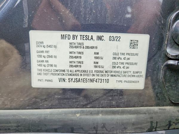 2022 TESLA MODEL S