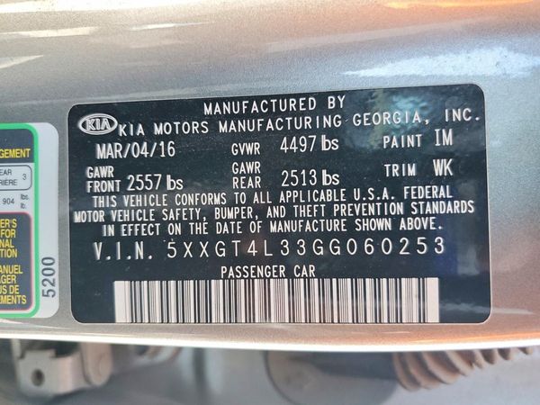 2016 KIA OPTIMA GL