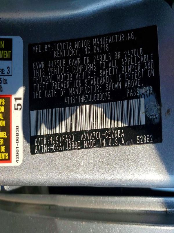 2018 TOYOTA CAMRY L/LE/SE/XLE