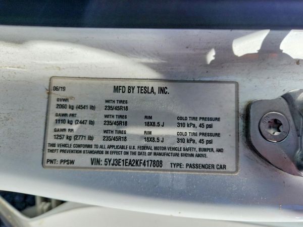 2019 TESLA MODEL 3