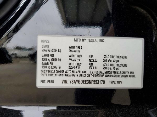 2022 TESLA MODEL Y