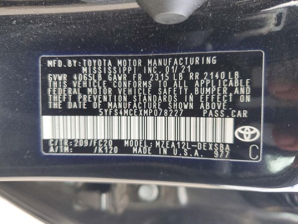 2021 TOYOTA COROLLA