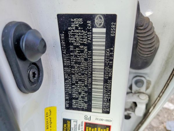 2012 TOYOTA CAMRY — VINS