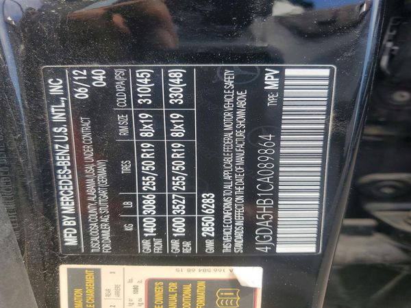 2012 MERCEDES-BENZ ML ML350 4-MATIC