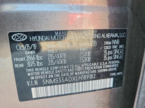 2020 HYUNDAI SANTA FE SEL