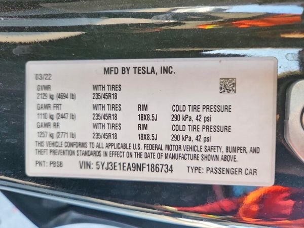 2022 TESLA MODEL 3