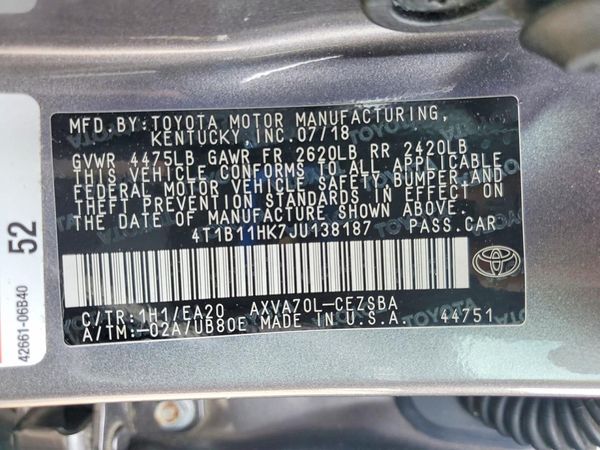 2018 TOYOTA CAMRY L/LE/SE/XLE
