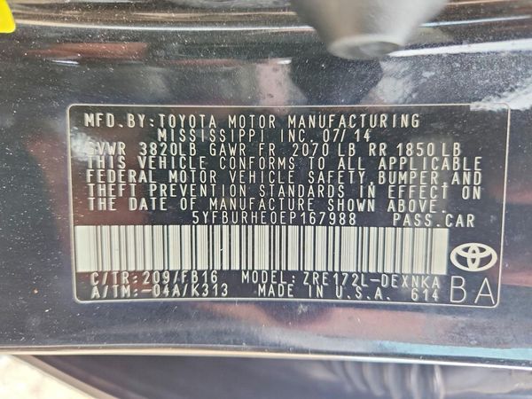 2014 TOYOTA COROLLA L/LE