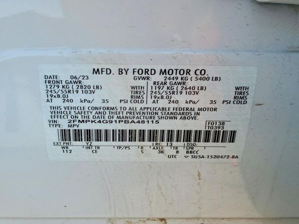 2023 FORD EDGE SE — VINS