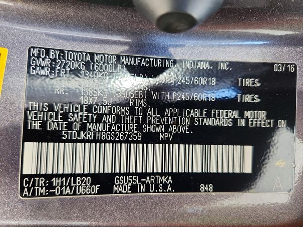 2016 TOYOTA HIGHLANDER Base/Hybrid