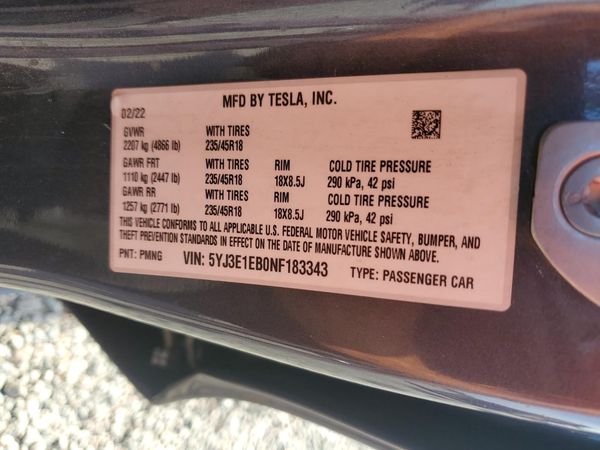 2022 TESLA MODEL 3