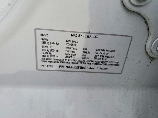 2022 TESLA MODEL Y