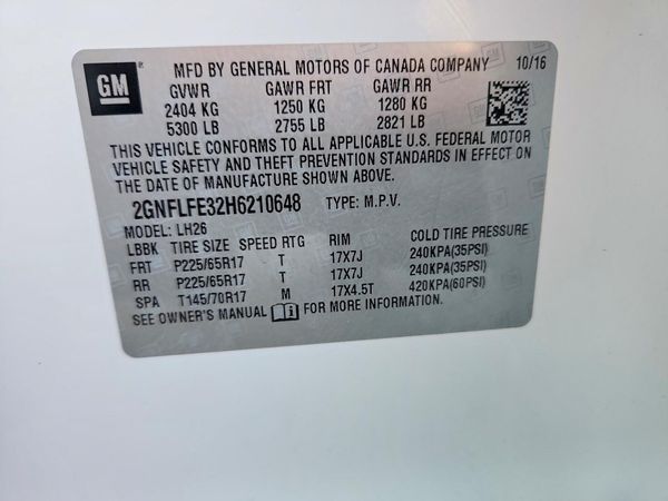 2017 CHEVROLET EQUINOX LT / FL
