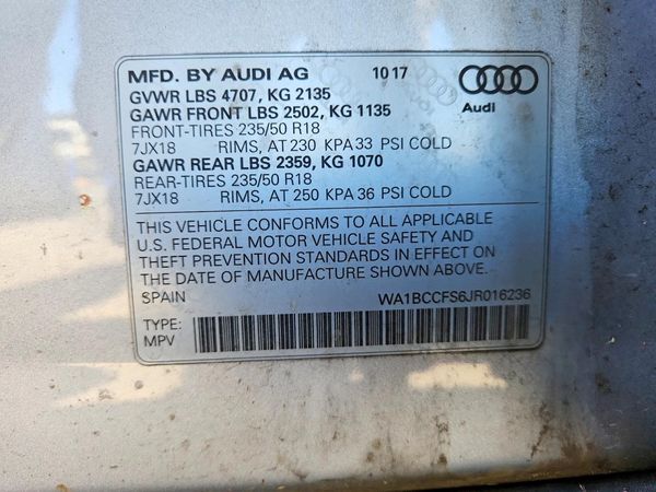2018 AUDI Q3 — VINS