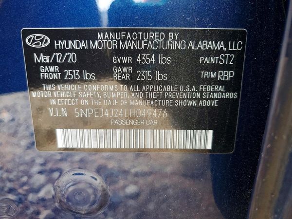 2020 HYUNDAI SONATA SEL Plus, SEL Plus Tech — VINS