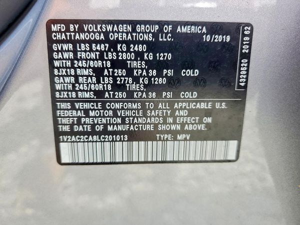 2020 VOLKSWAGEN ATLAS CROSS SPORT S
