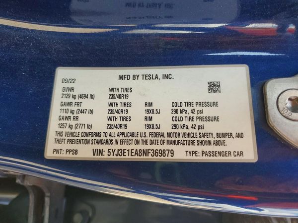 2022 TESLA MODEL 3