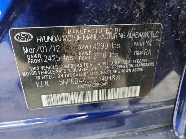 2012 HYUNDAI SONATA