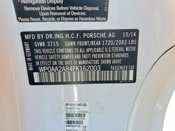 2015 PORSCHE CAYMAN — VINS