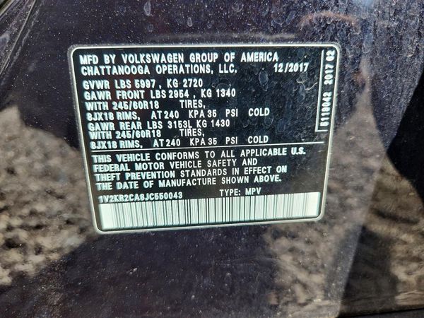 2018 VOLKSWAGEN ATLAS 4Motion SE