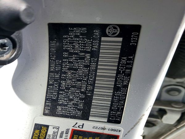 2012 TOYOTA CAMRY