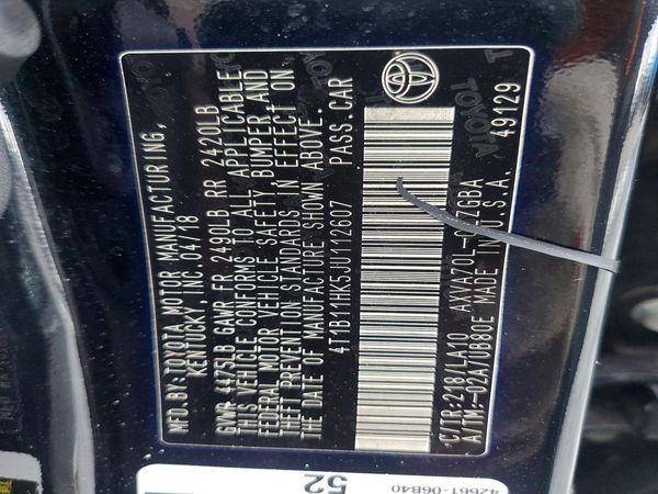 2018 TOYOTA CAMRY L/LE/SE/XLE