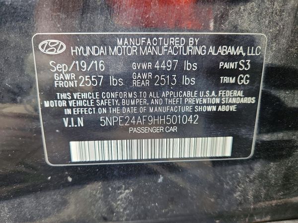 2017 HYUNDAI SONATA SE, Eco — VINS