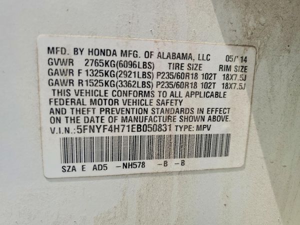 2014 HONDA PILOT EXL-N — VINS