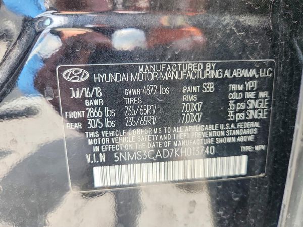 2019 HYUNDAI SANTA FE SEL, SEL Plus