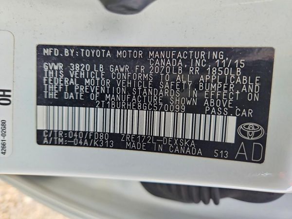 2016 TOYOTA COROLLA L/LE