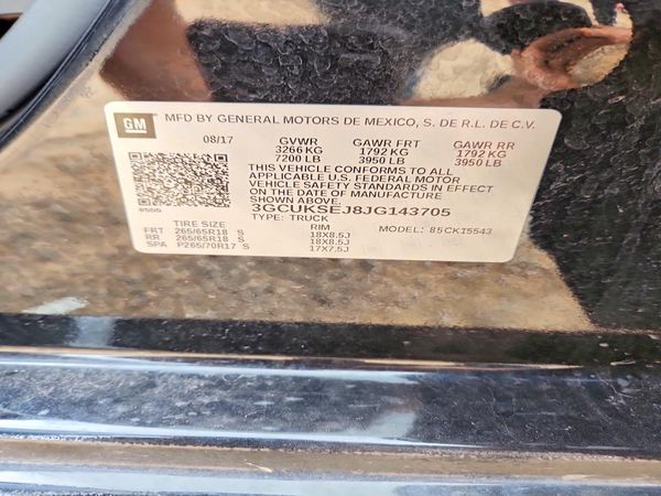 2018 CHEVROLET SILVERADO LTZ — VINS