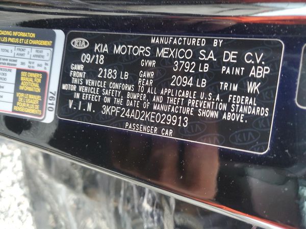 2019 KIA FORTE FE/LX/LXS