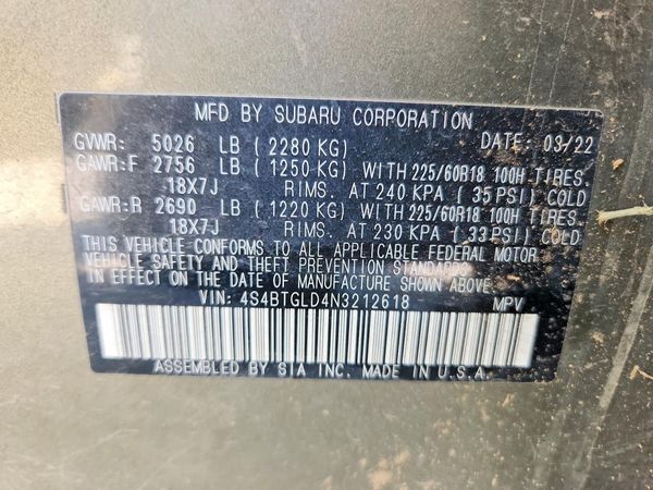 2022 SUBARU OUTBACK Onyx Edition