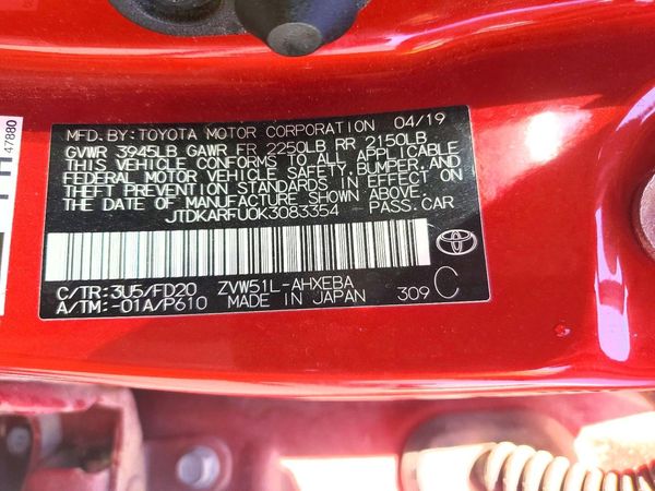 2019 TOYOTA PRIUS L/LE/XLE/LTD.