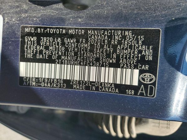 2015 TOYOTA COROLLA L/LE