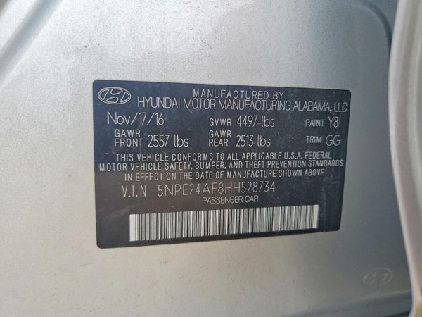 2017 HYUNDAI SONATA SE, Eco