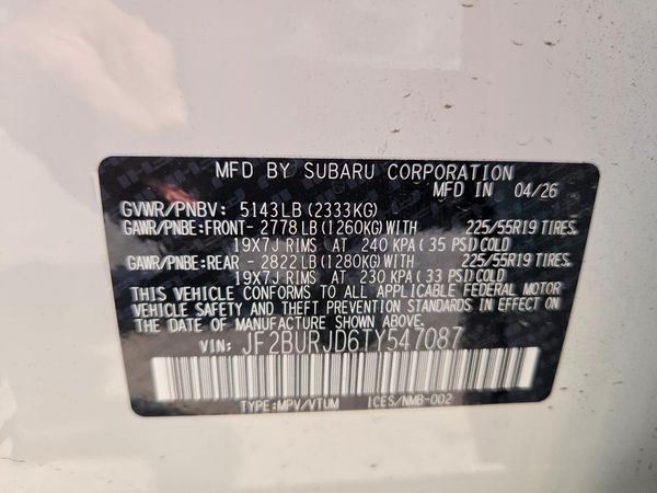 2026 SUBARU OUTBACK Touring