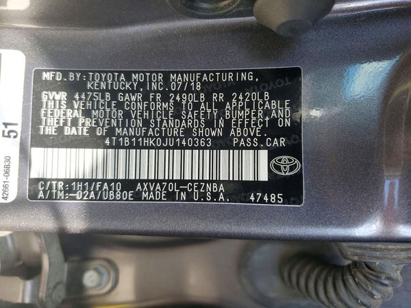 2018 TOYOTA CAMRY