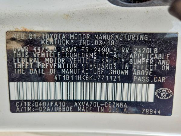 2019 TOYOTA CAMRY
