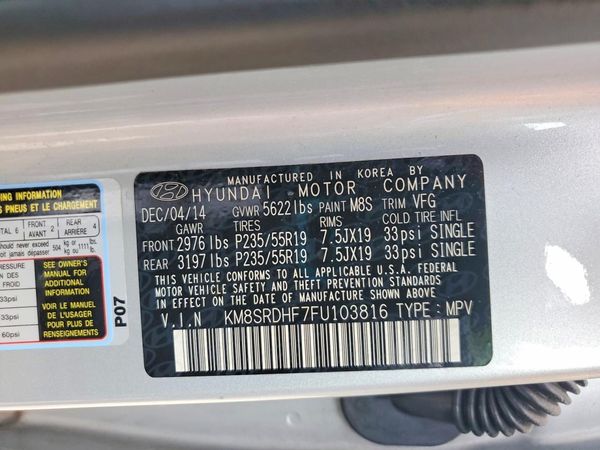 2015 HYUNDAI SANTA FE TOP