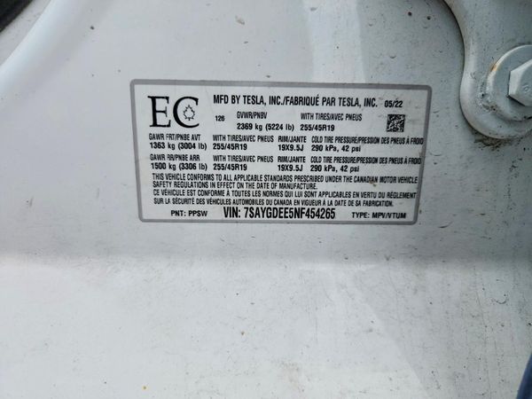 2022 TESLA MDL Y