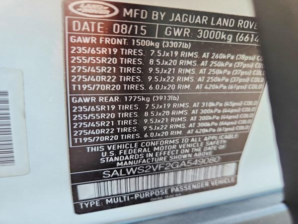2016 LAND ROVER RANGEROVER HST